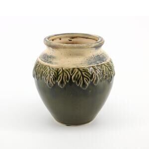 Hosley Potteries Vase Planter Green Glazed Beige